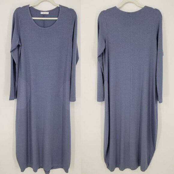 Bryn Walker Phillipa Long Sleeve Maxi Dress S Pockets Lagenlook‎ Slate Blue Gray - Picture 1 of 8